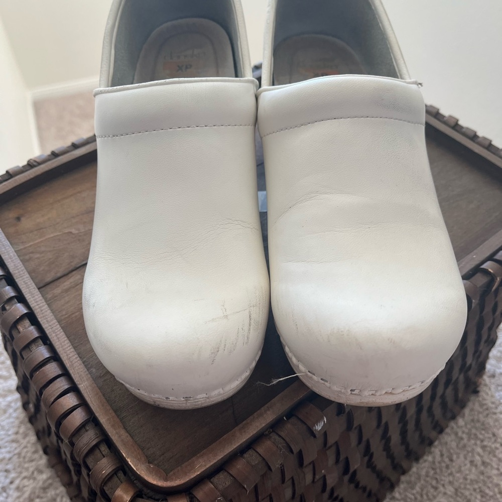 Dansko White Leather Slip-On Shoes